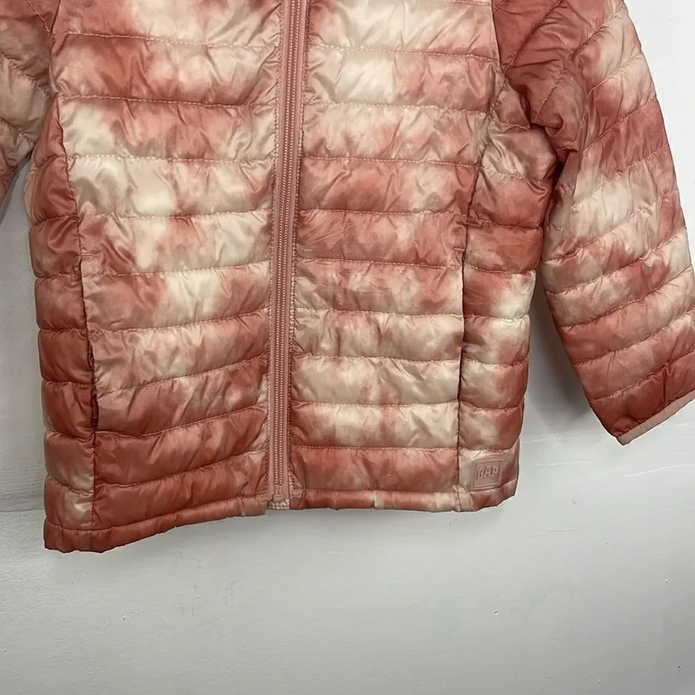 Gap Kids 100% Recycled Polyester Cold Control Puffer Jacket Pink Tie Dye size XS